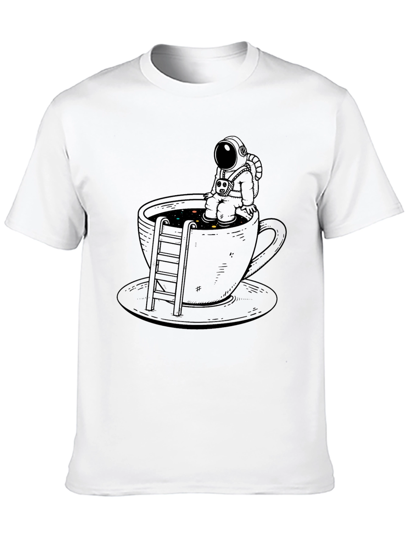 Astronaut Coffee Cup Graphic Tee - Black