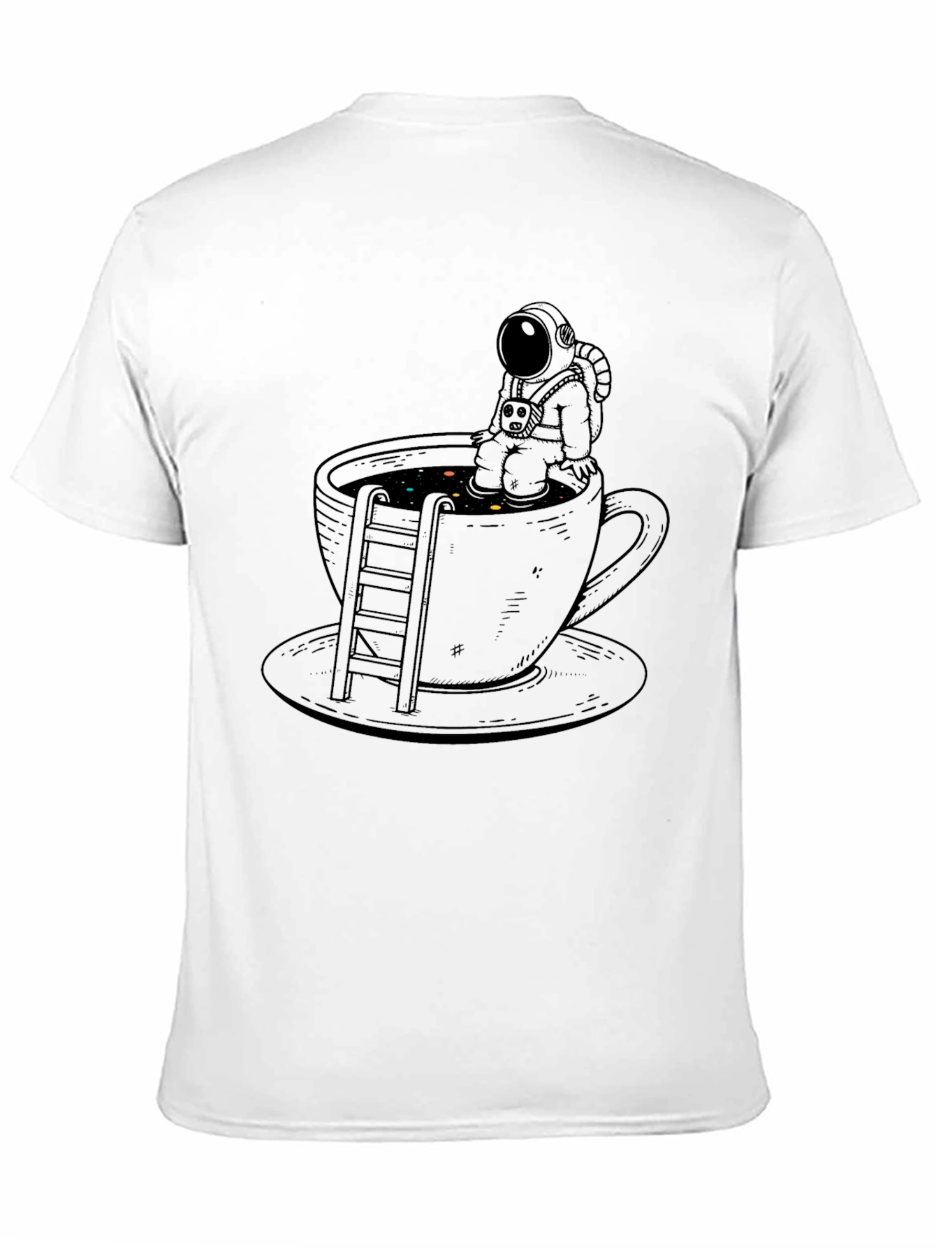 Astronaut Coffee Cup Graphic Tee - Black