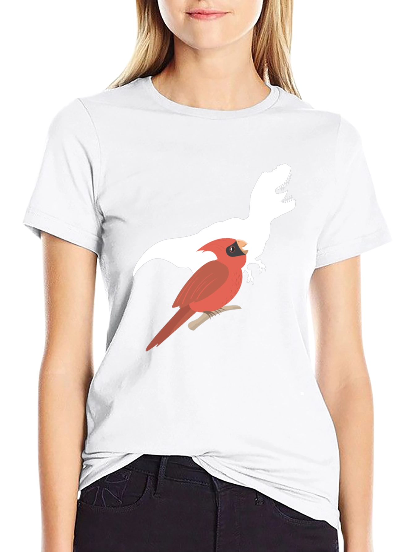 Cardinal & T-Rex Graphic Print Black T-Shirt