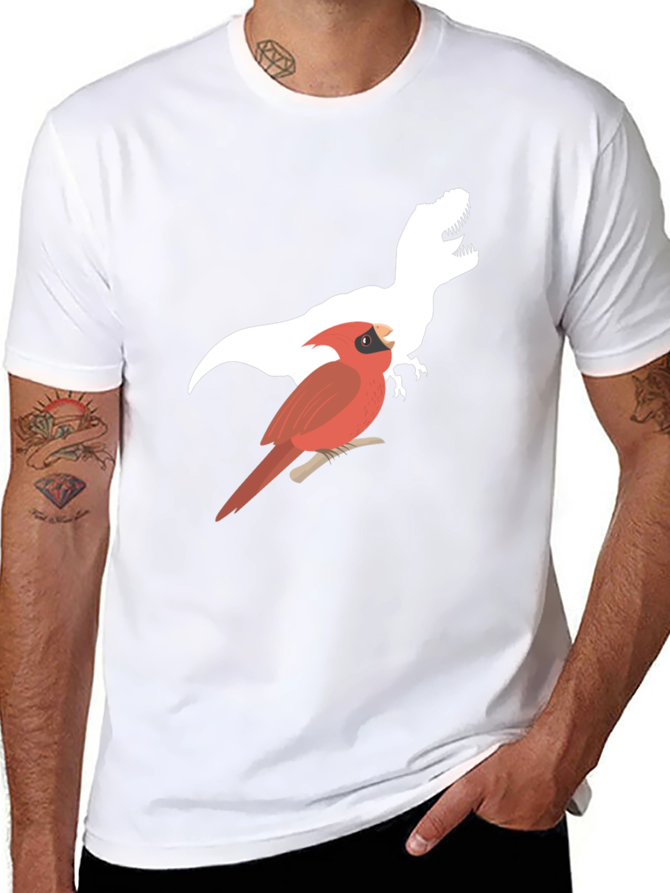 Cardinal & T-Rex Graphic Print Black T-Shirt