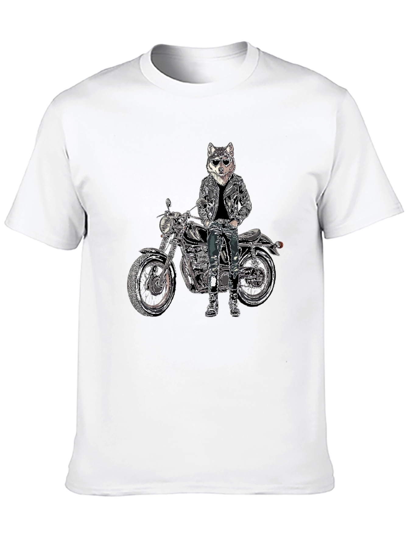 Mens Black T-Shirt with Biker Dog Design