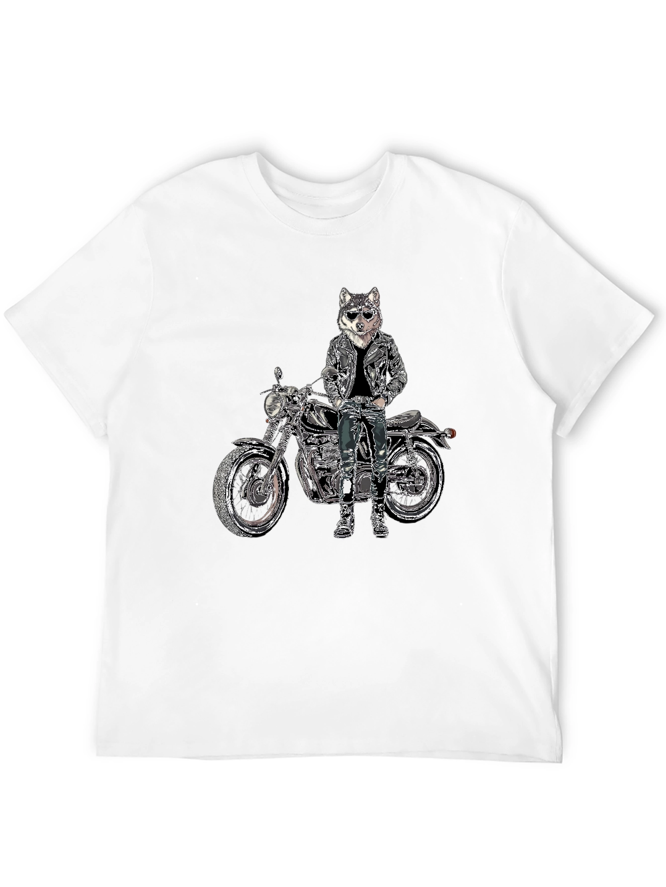Mens Black T-Shirt with Biker Dog Design