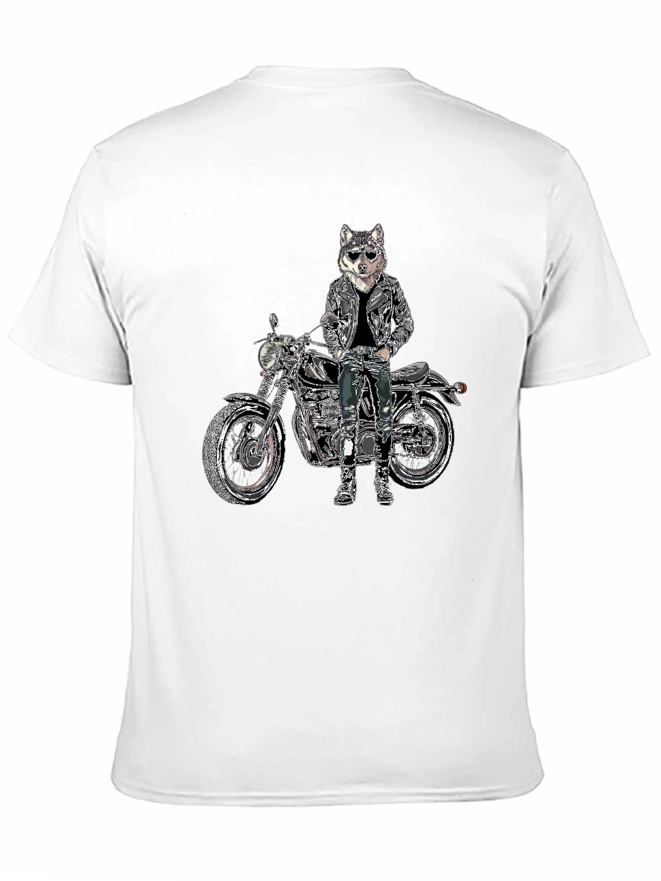 Mens Black T-Shirt with Biker Dog Design