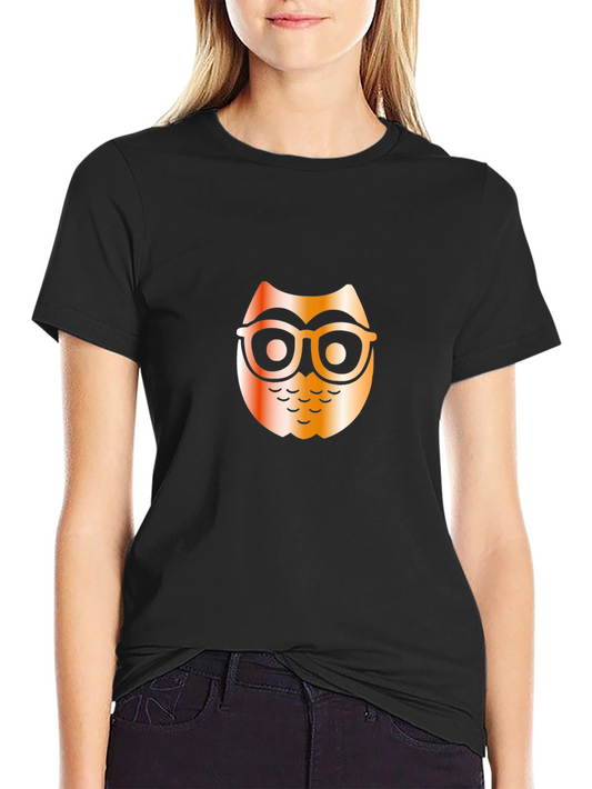 Owl With Glasses Graphic Tee - Stylish Mens Black T-Shirt