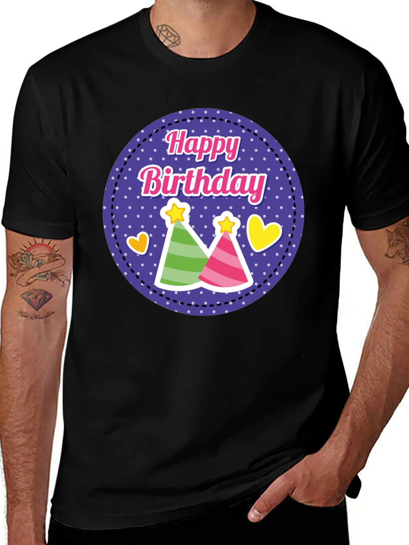 Happy Birthday T-Shirt Party Hats Celebration Tee