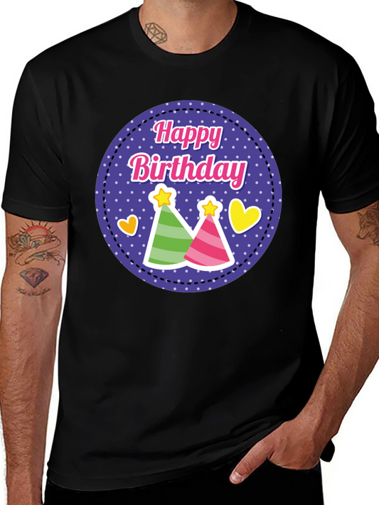 Happy Birthday T-Shirt Party Hats Celebration Tee
