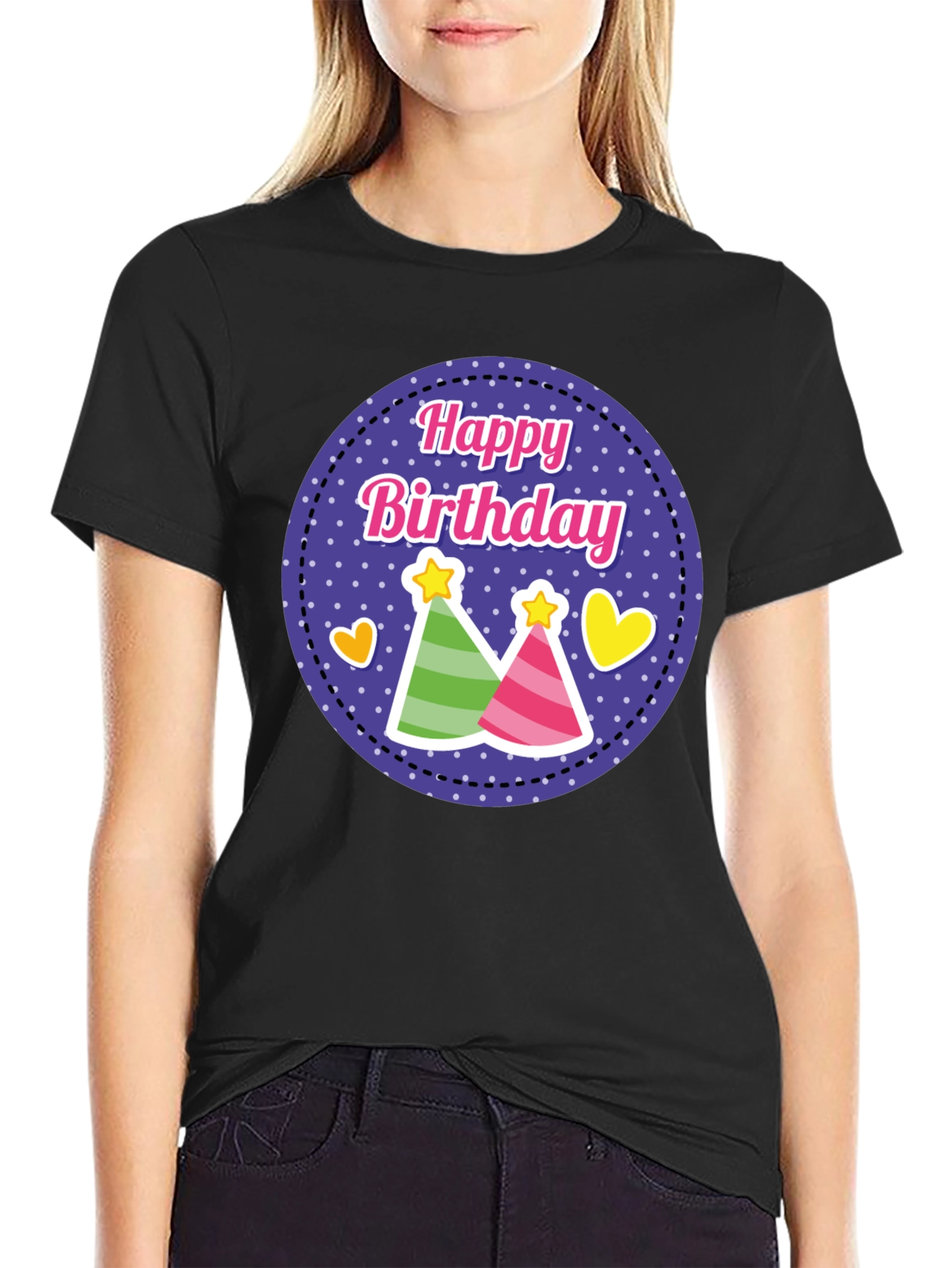 Happy Birthday T-Shirt Party Hats Celebration Tee