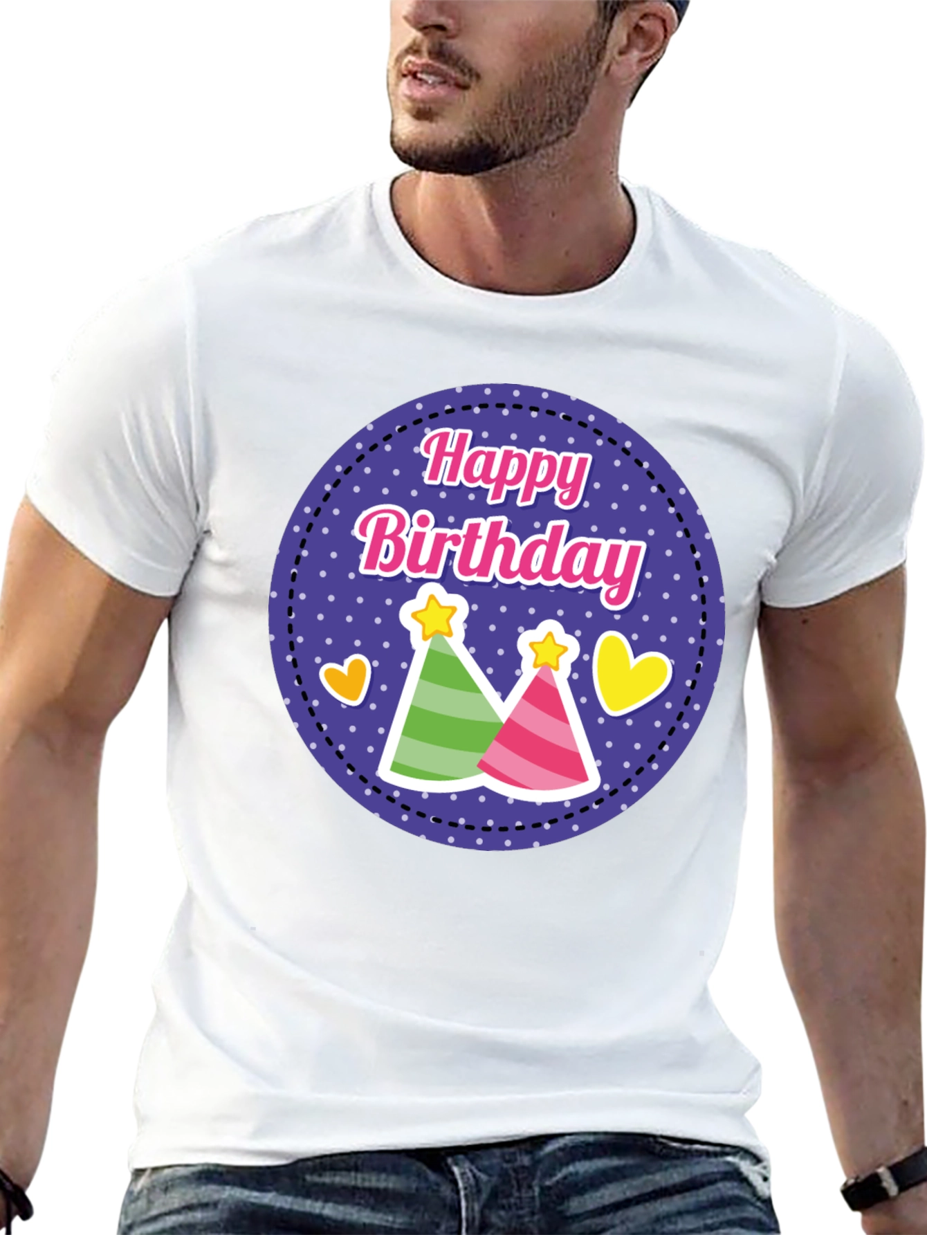 Happy Birthday T-Shirt Party Hats Celebration Tee
