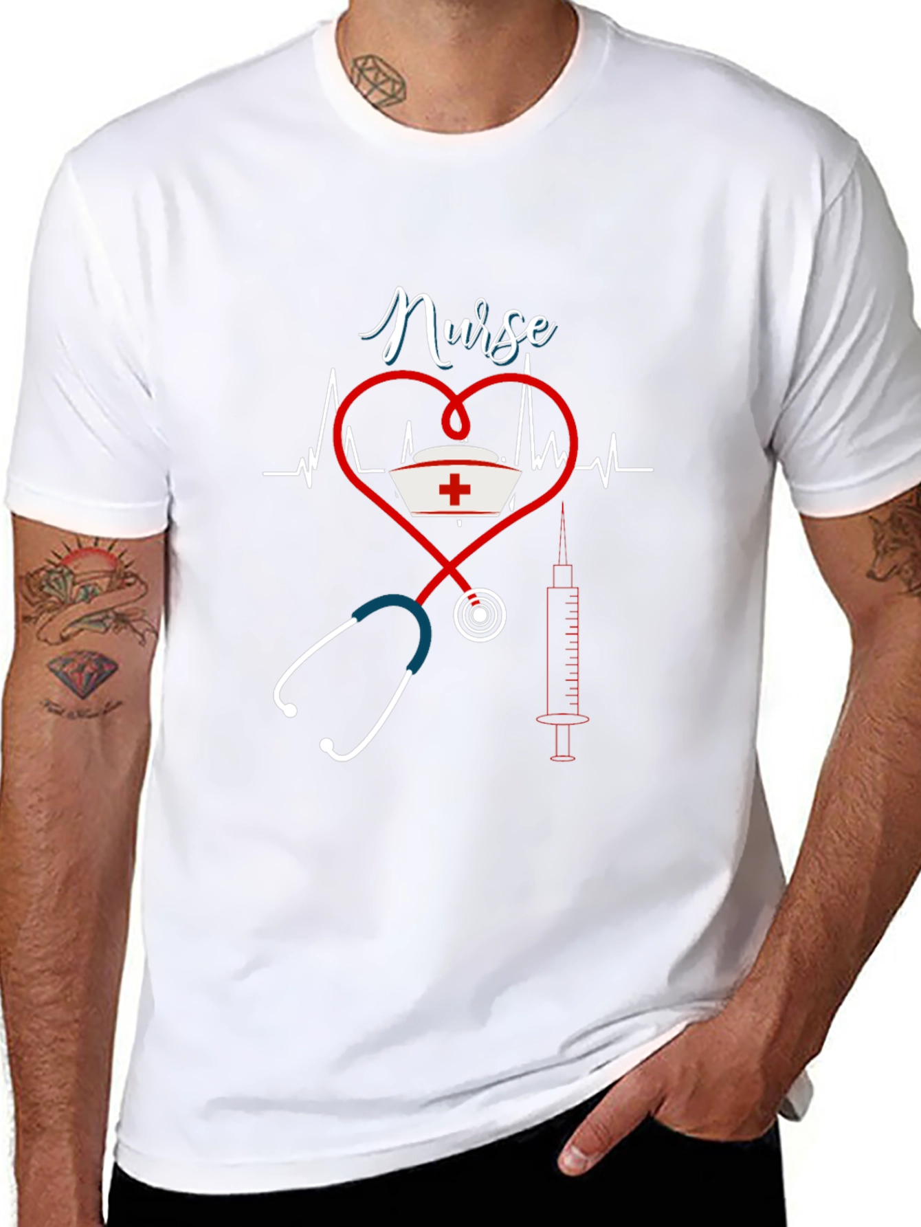 Nurse Heartbeat Stethoscope Graphic Tee