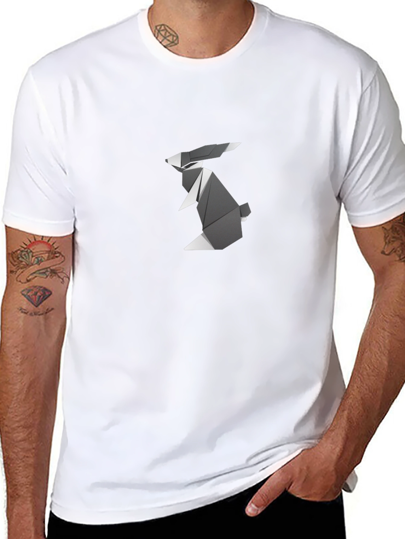 Origami Rabbit Graphic Tee - Modern Design
