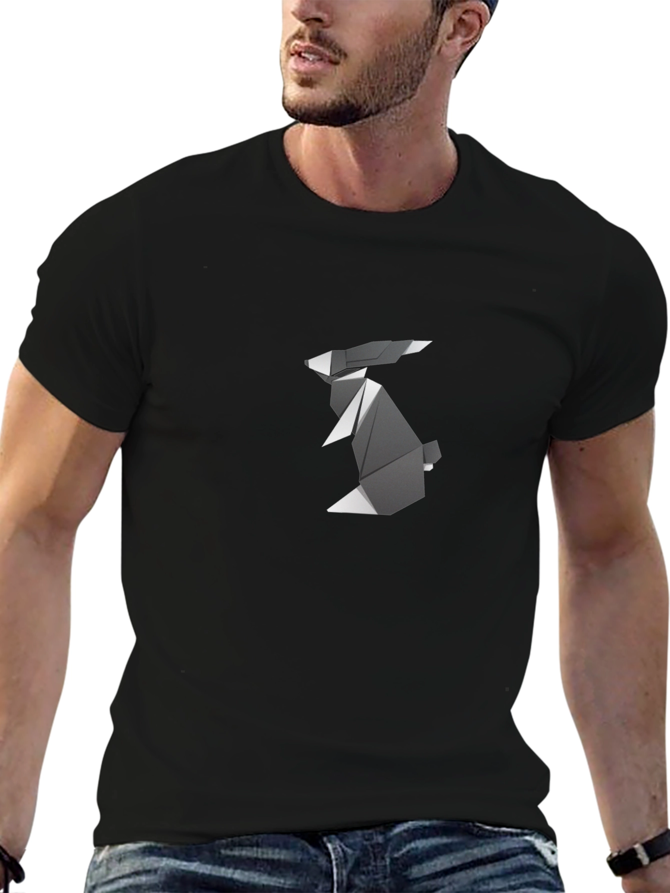 Origami Rabbit Graphic Tee - Modern Design