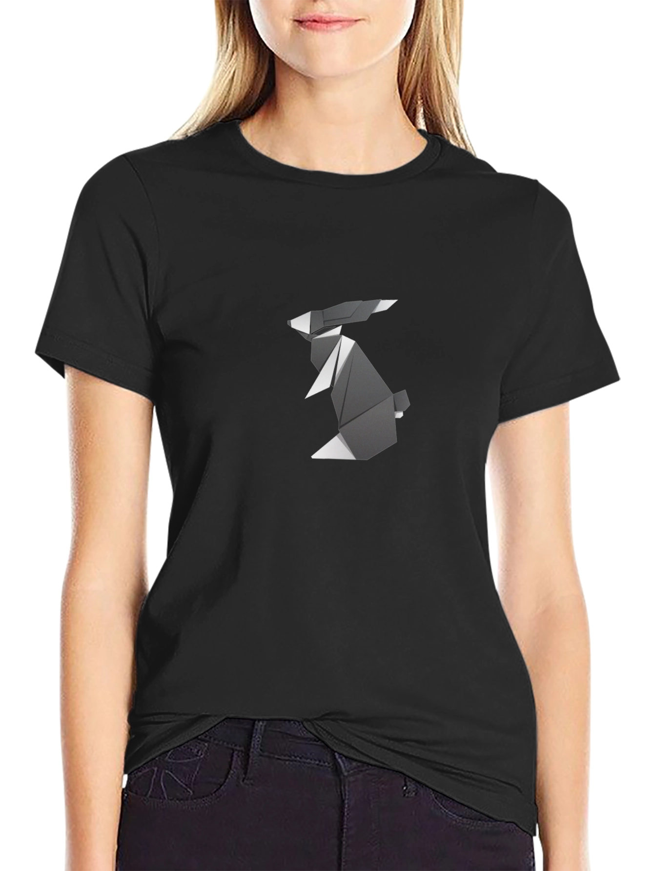 Origami Rabbit Graphic Tee - Modern Design
