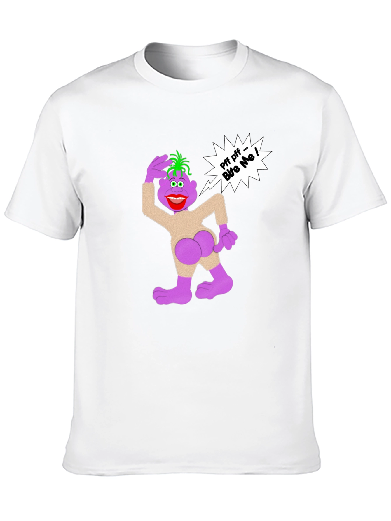 Humorous Cartoon Graphic T-Shirt - Bite Me!