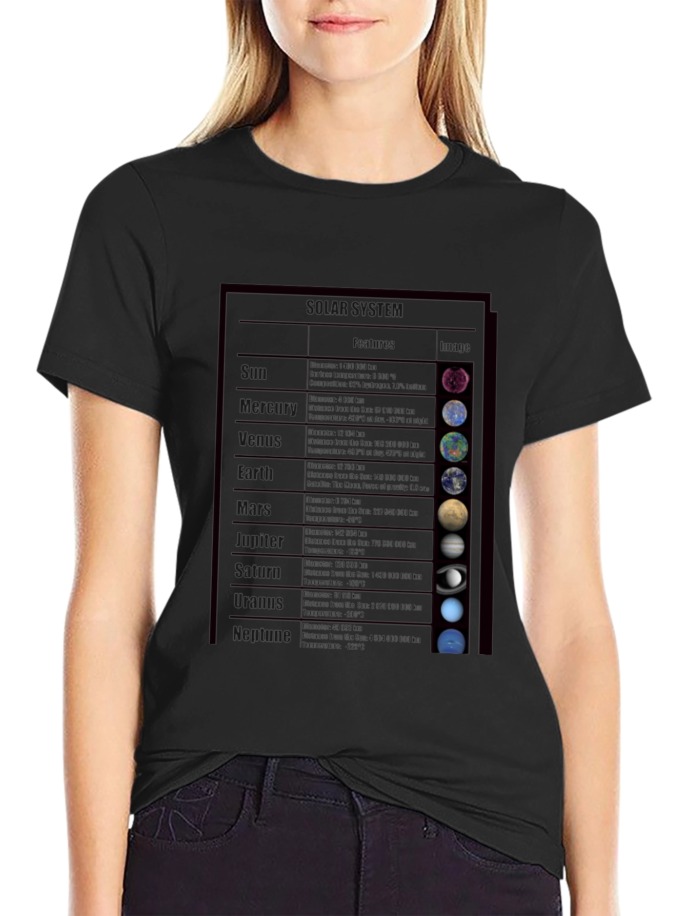 Planets Graphic Print Black T-Shirt