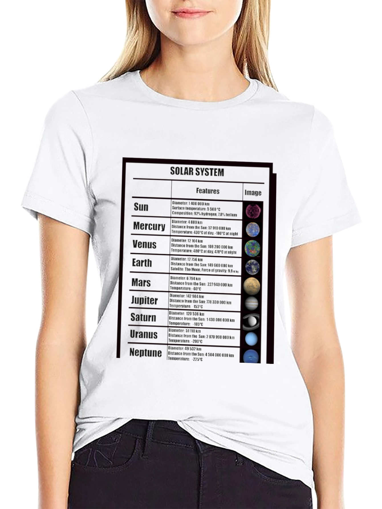 Planets Graphic Print Black T-Shirt