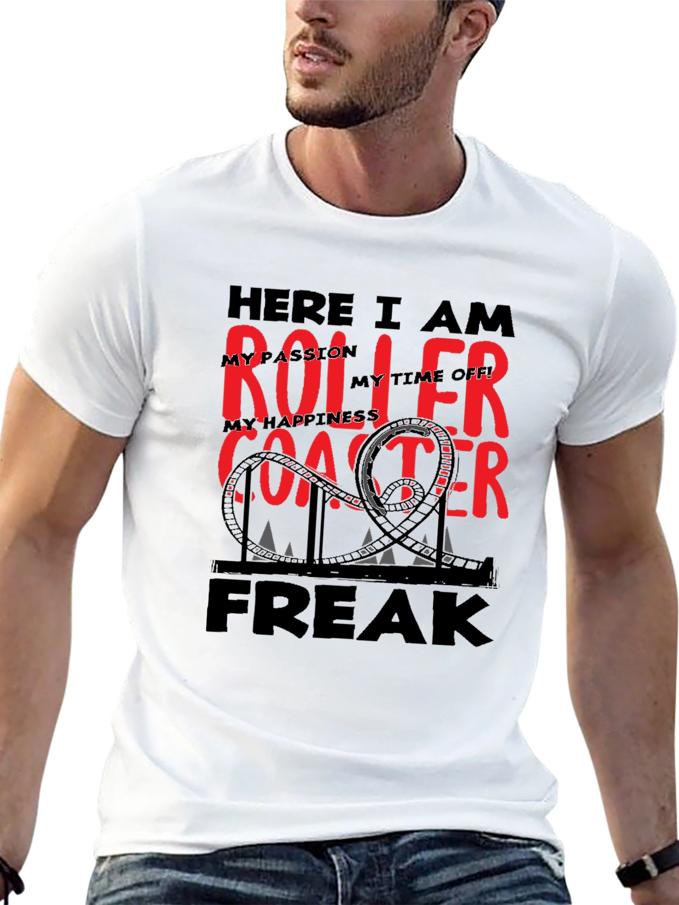 Roller Coaster Freak Graphic T-Shirt - Black