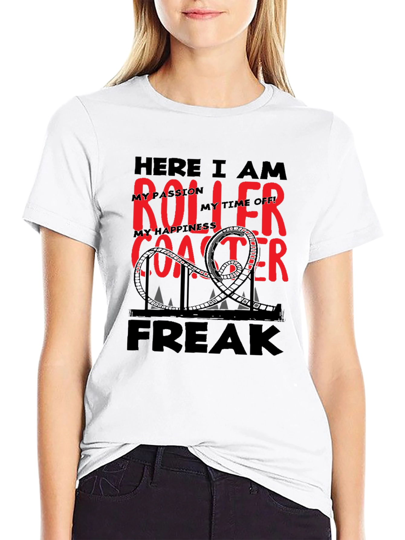Roller Coaster Freak Graphic T-Shirt - Black