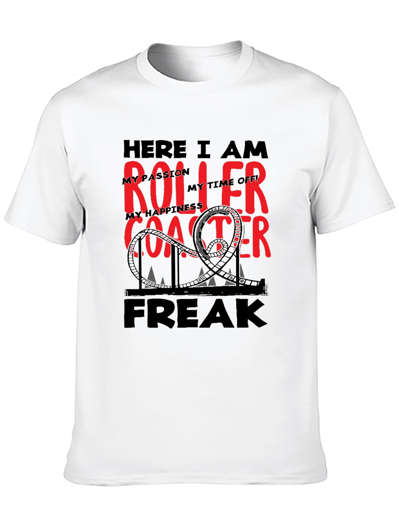 Roller Coaster Freak Graphic T-Shirt - Black