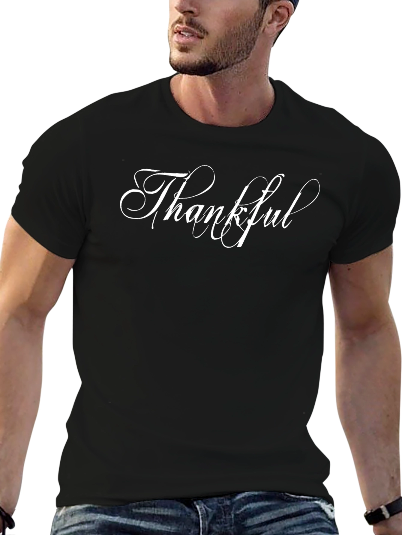 Thankful Graphic Tee - Black Short Sleeve