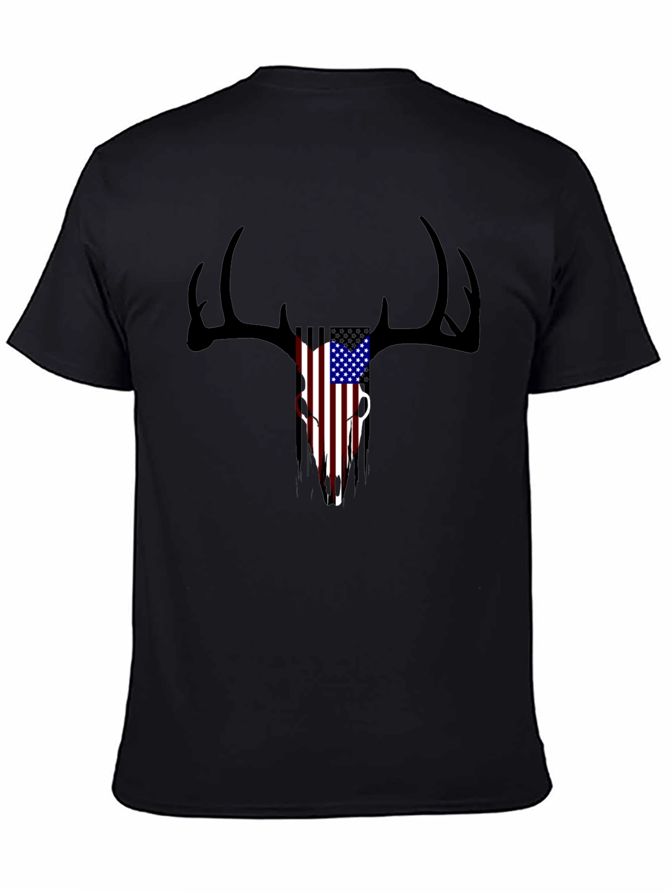 Patriotic Deer Skull Graphic T-Shirt