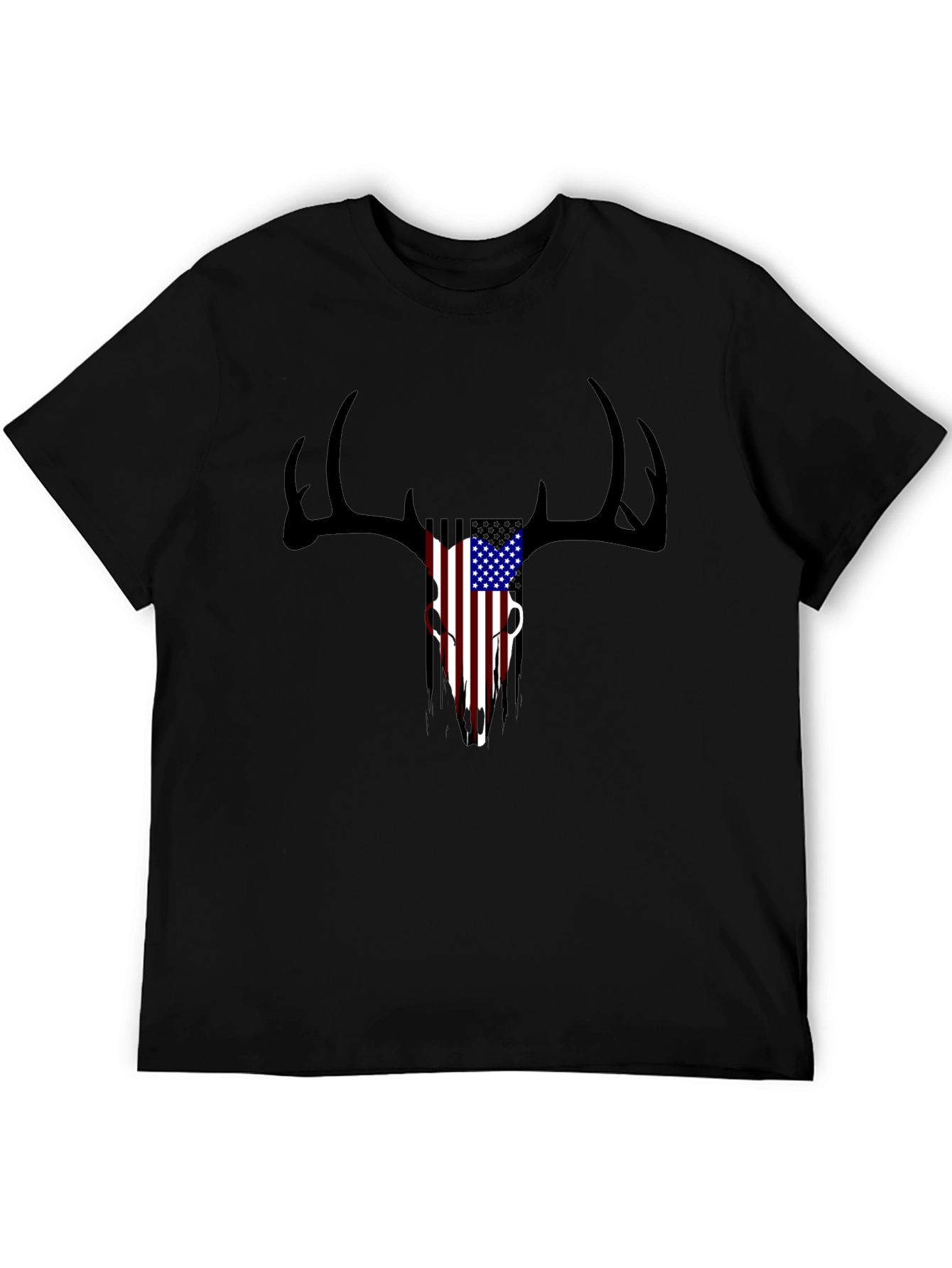 Patriotic Deer Skull Graphic T-Shirt
