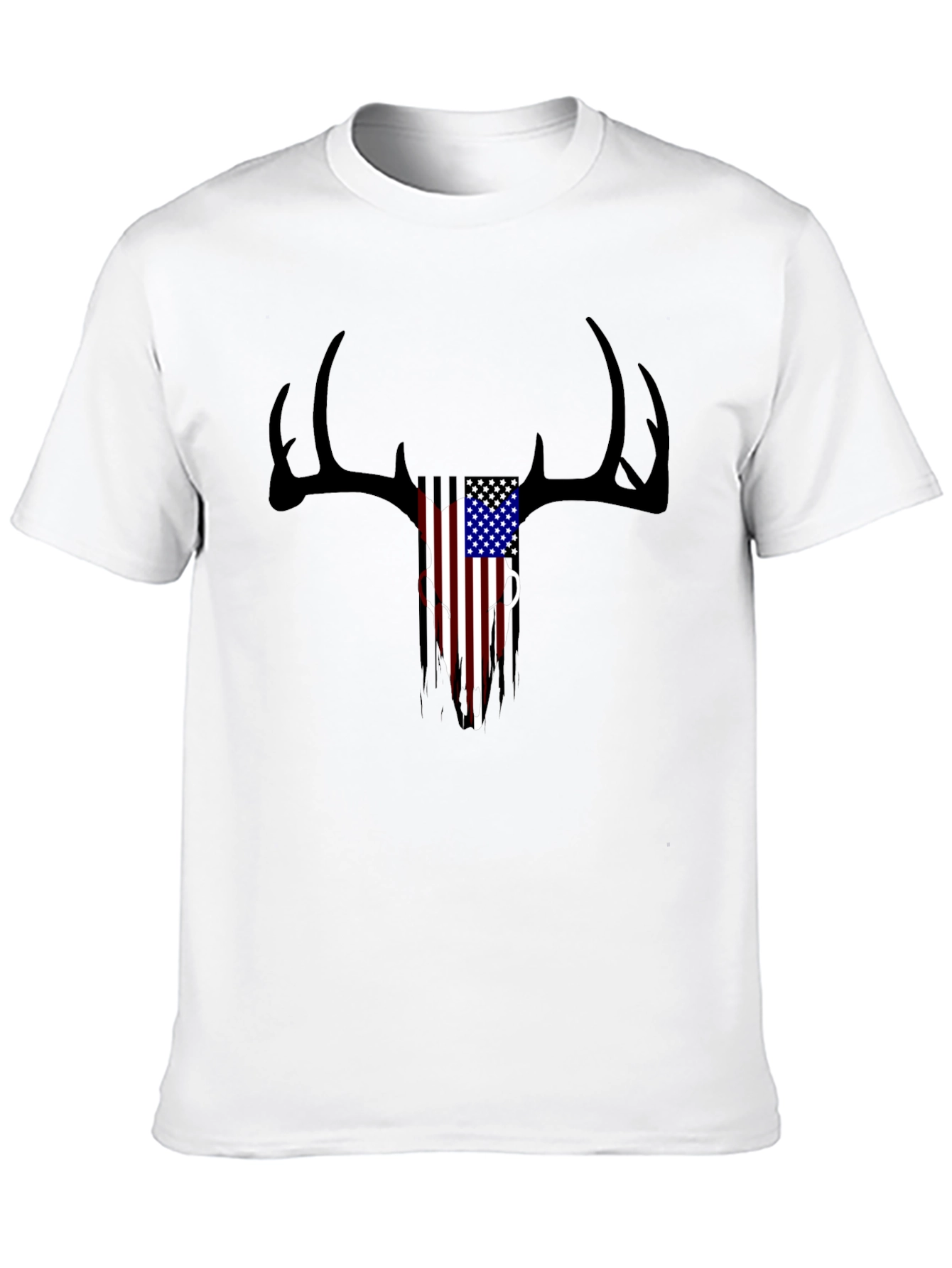 Patriotic Deer Skull Graphic T-Shirt