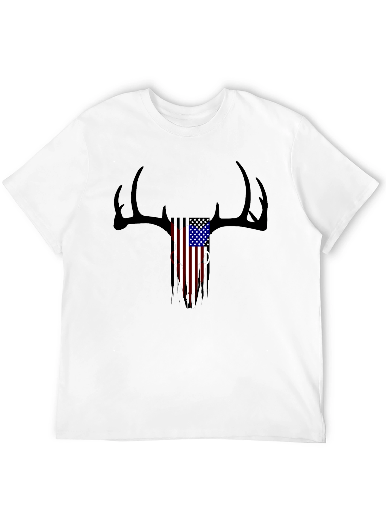 Patriotic Deer Skull Graphic T-Shirt