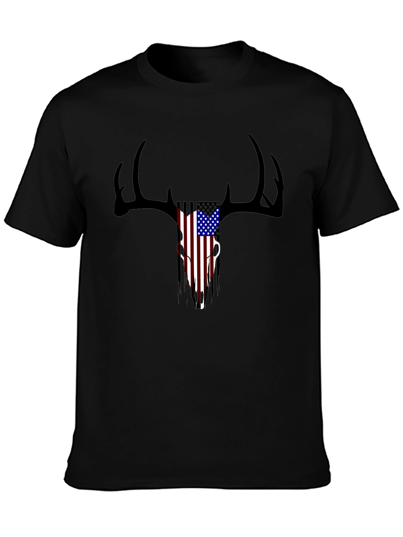 Patriotic Deer Skull Graphic T-Shirt