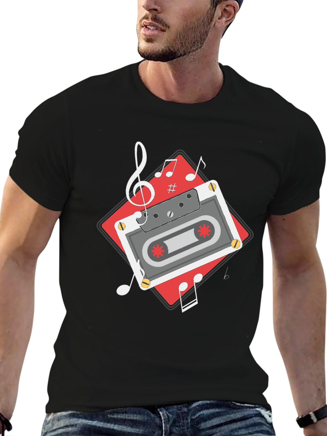 Retro Cassette Tape Music T-Shirt - Black