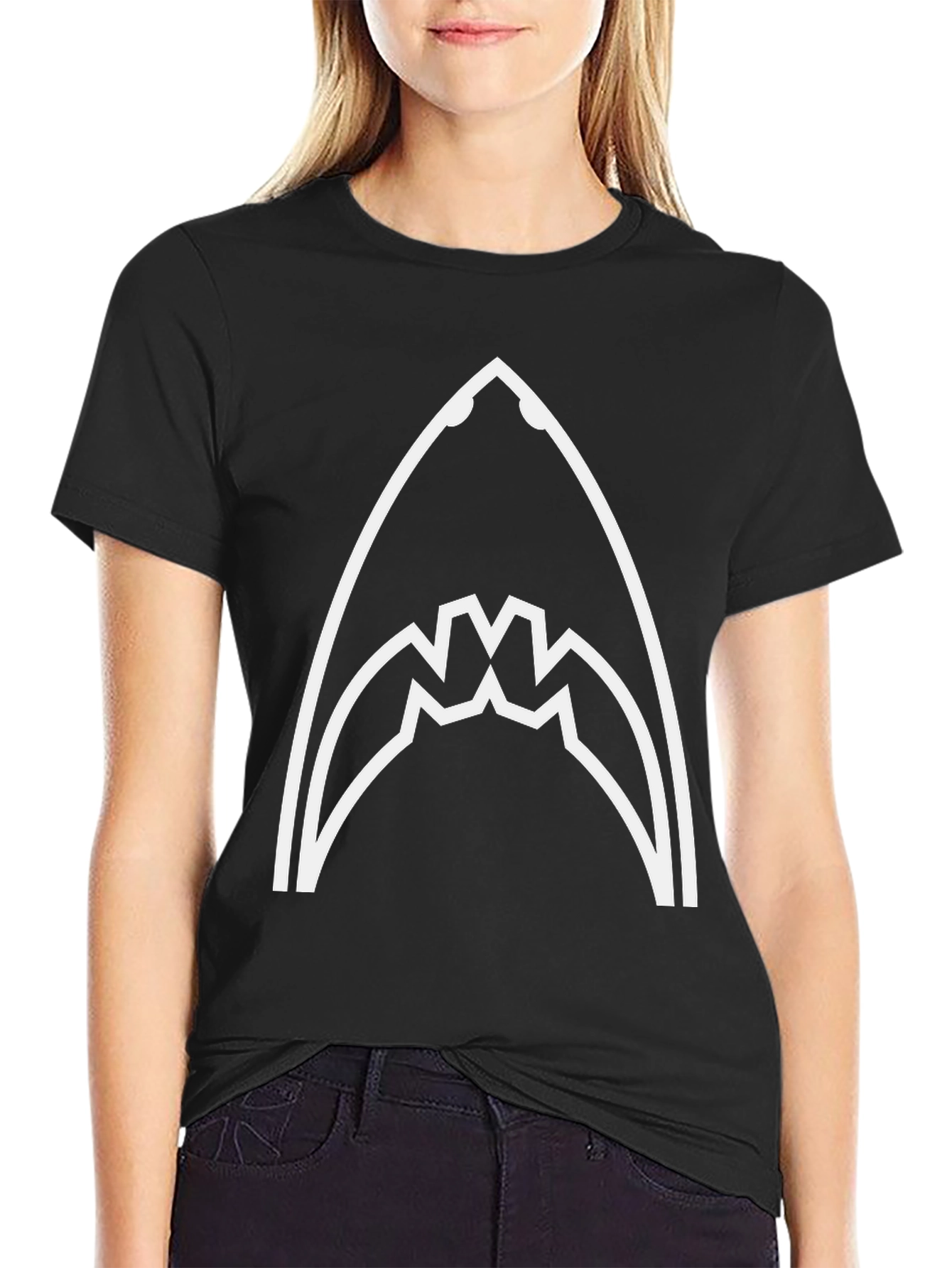 Shark Jaw Graphic Tee - Black Cotton T-Shirt