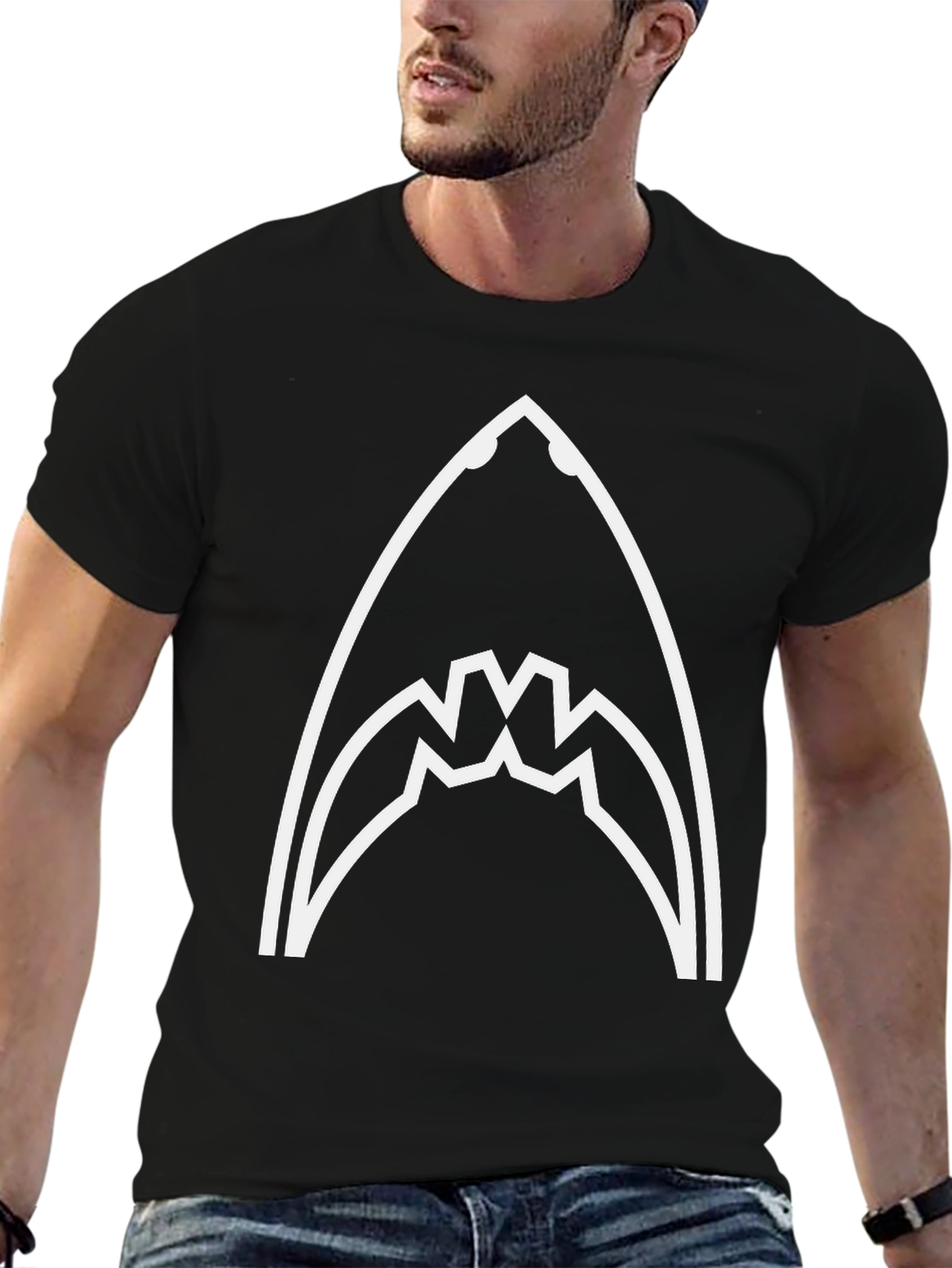Shark Jaw Graphic Tee - Black Cotton T-Shirt
