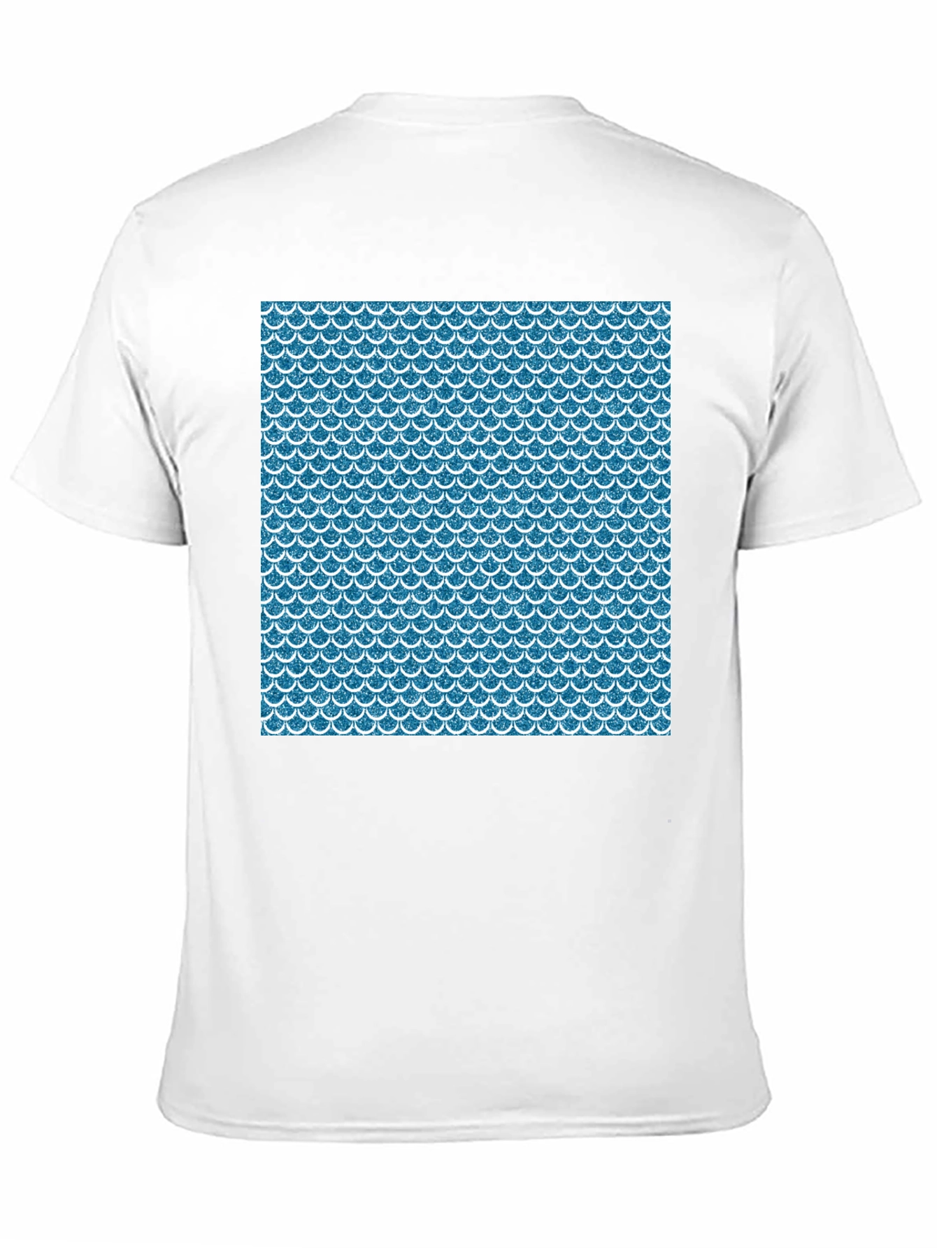 Blue Scale Pattern Black T-Shirt