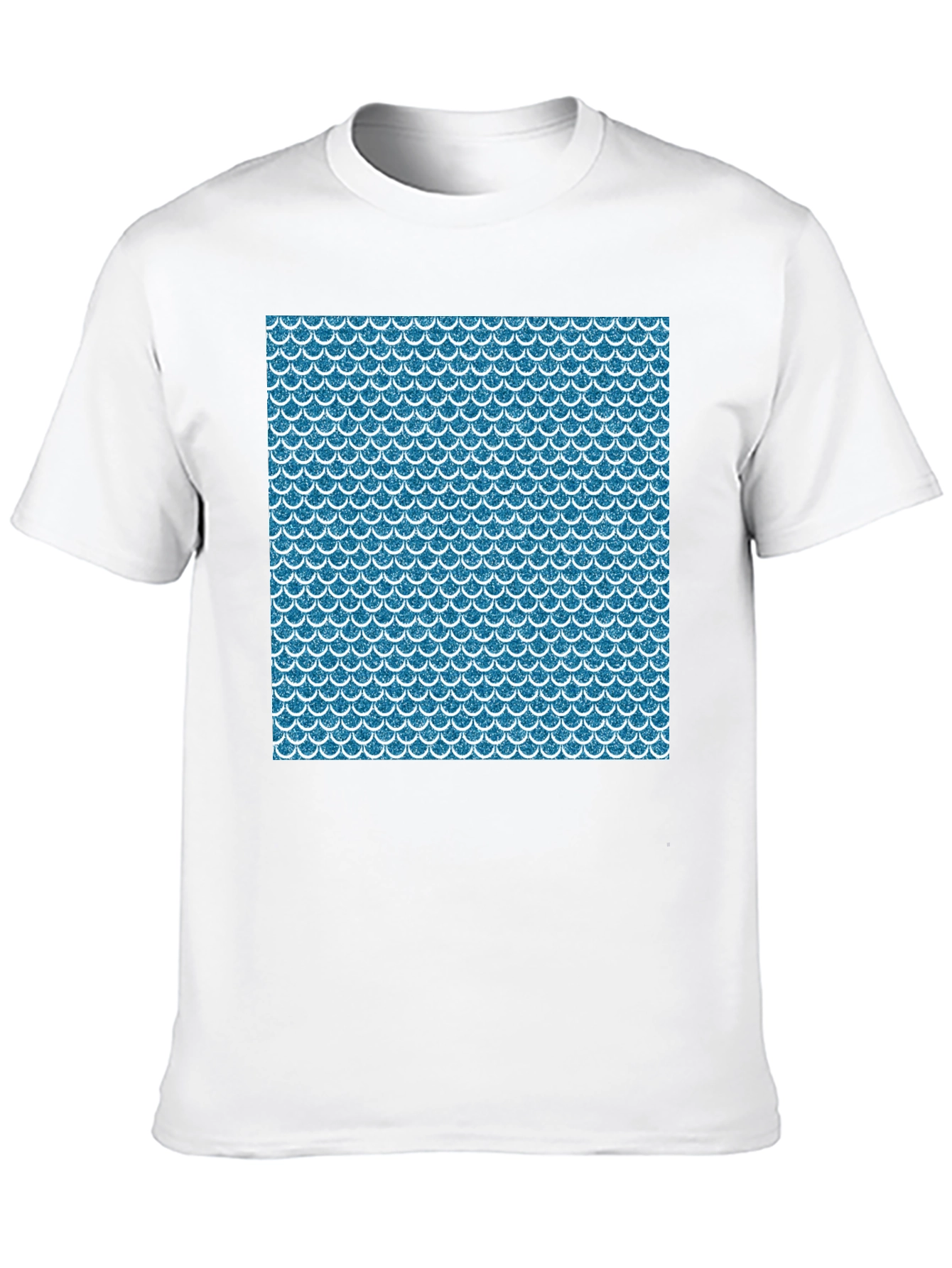 Blue Scale Pattern Black T-Shirt