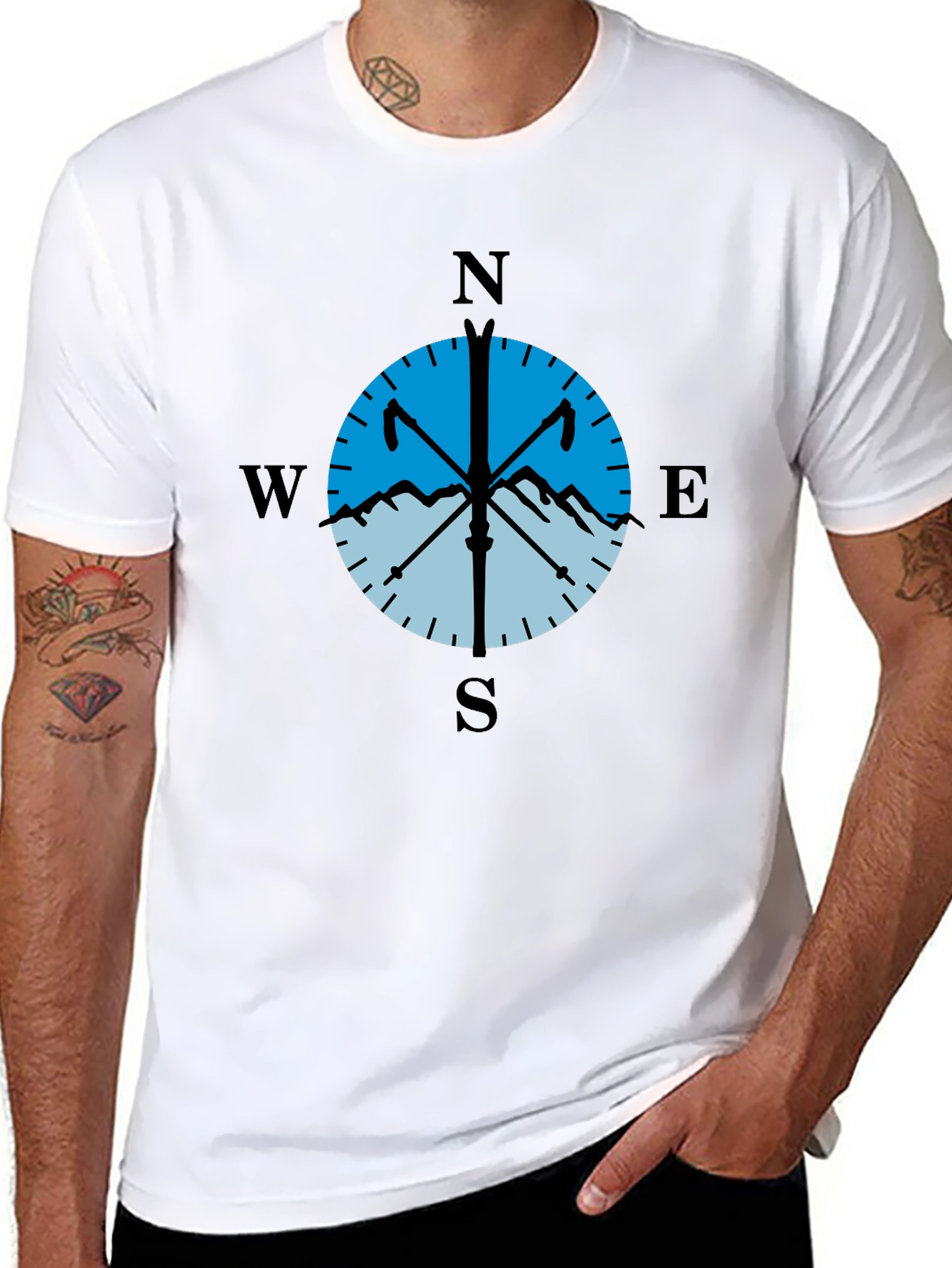 Compass Mountain T-Shirt - Adventure Awaits!
