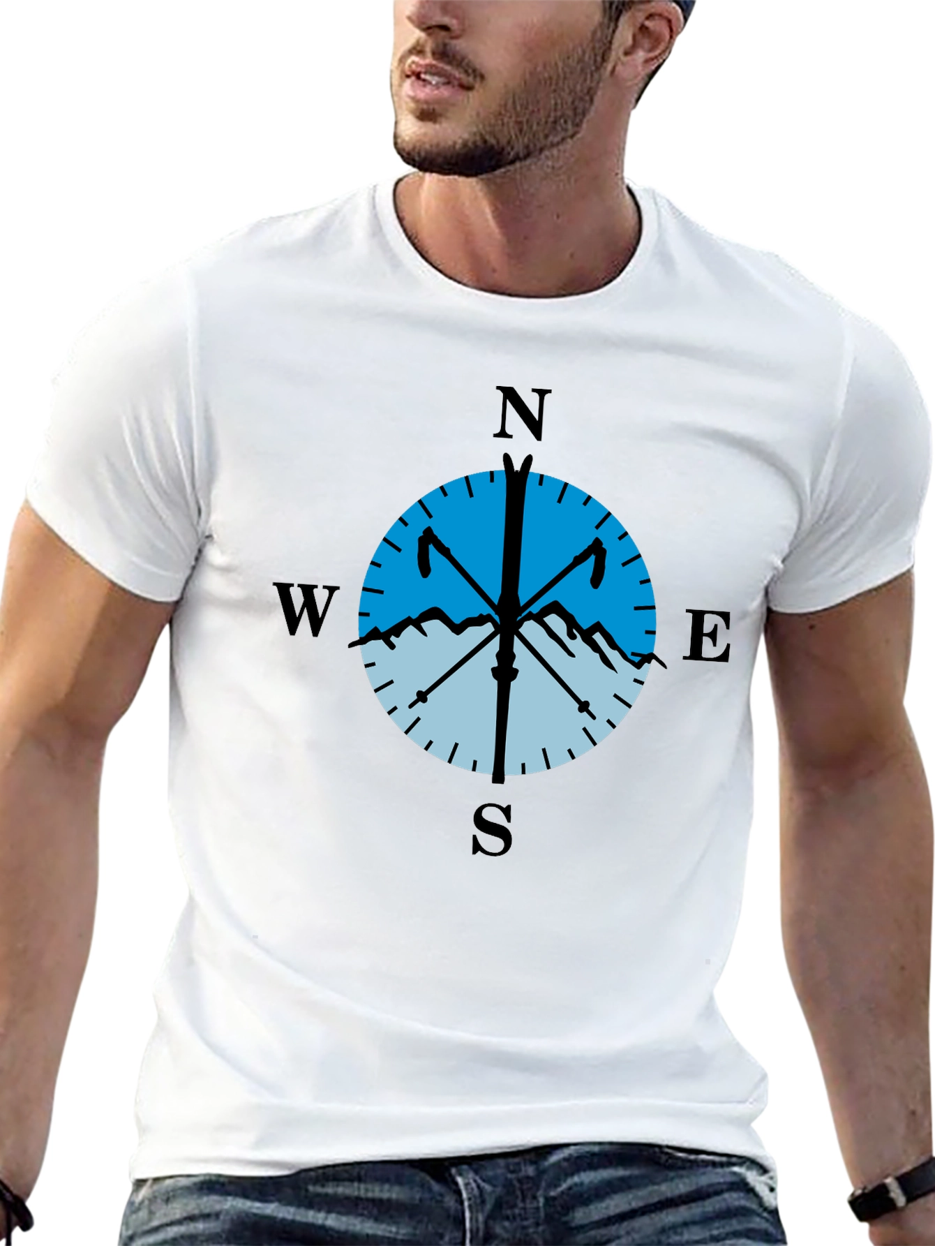Compass Mountain T-Shirt - Adventure Awaits!