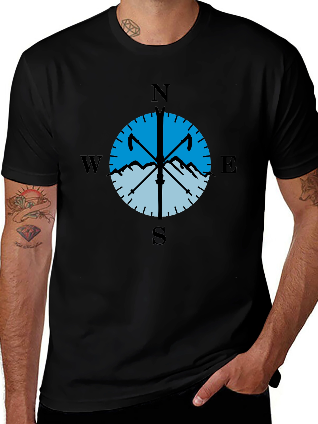 Compass Mountain T-Shirt - Adventure Awaits!