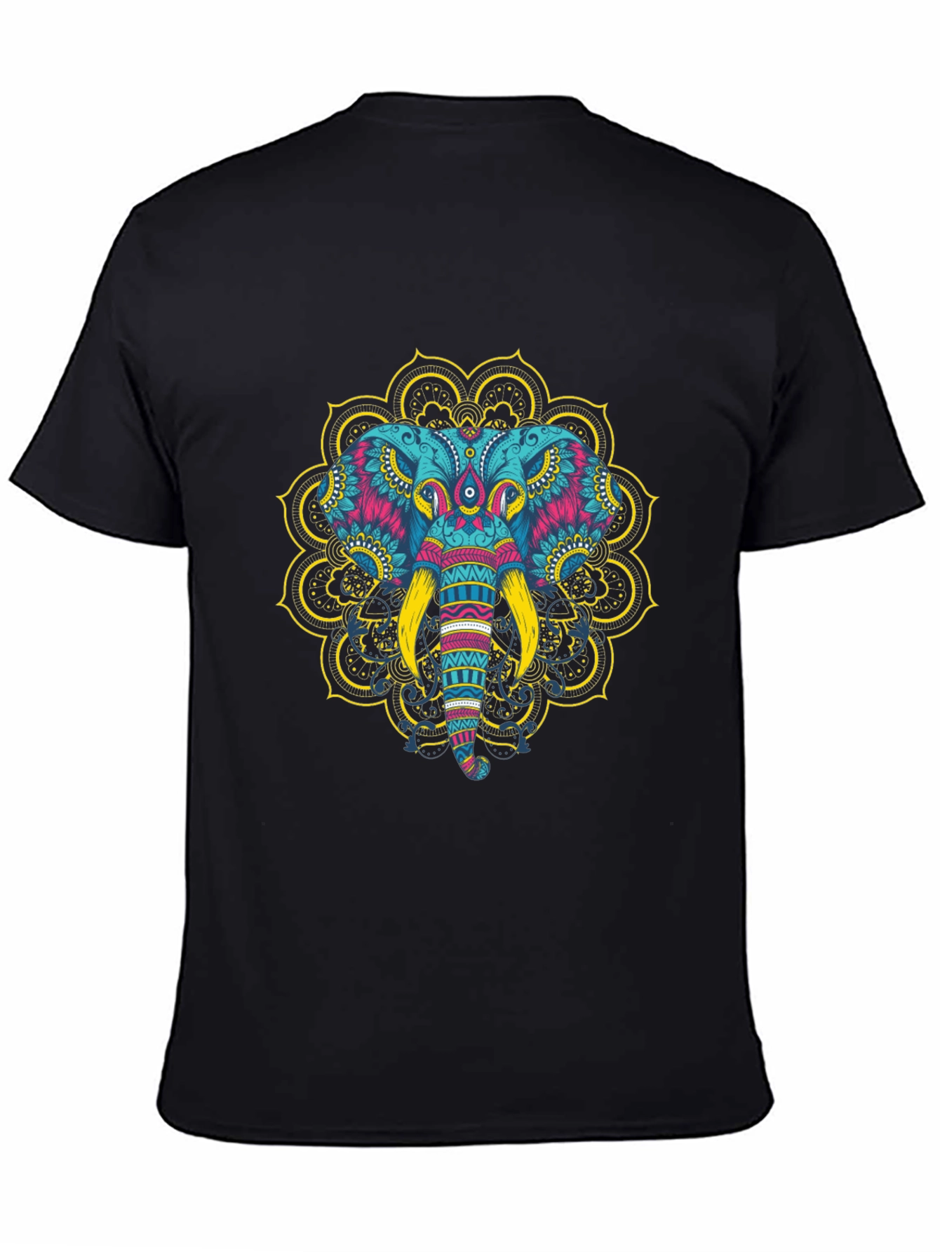Elephant Mandala Graphic Tee - Black