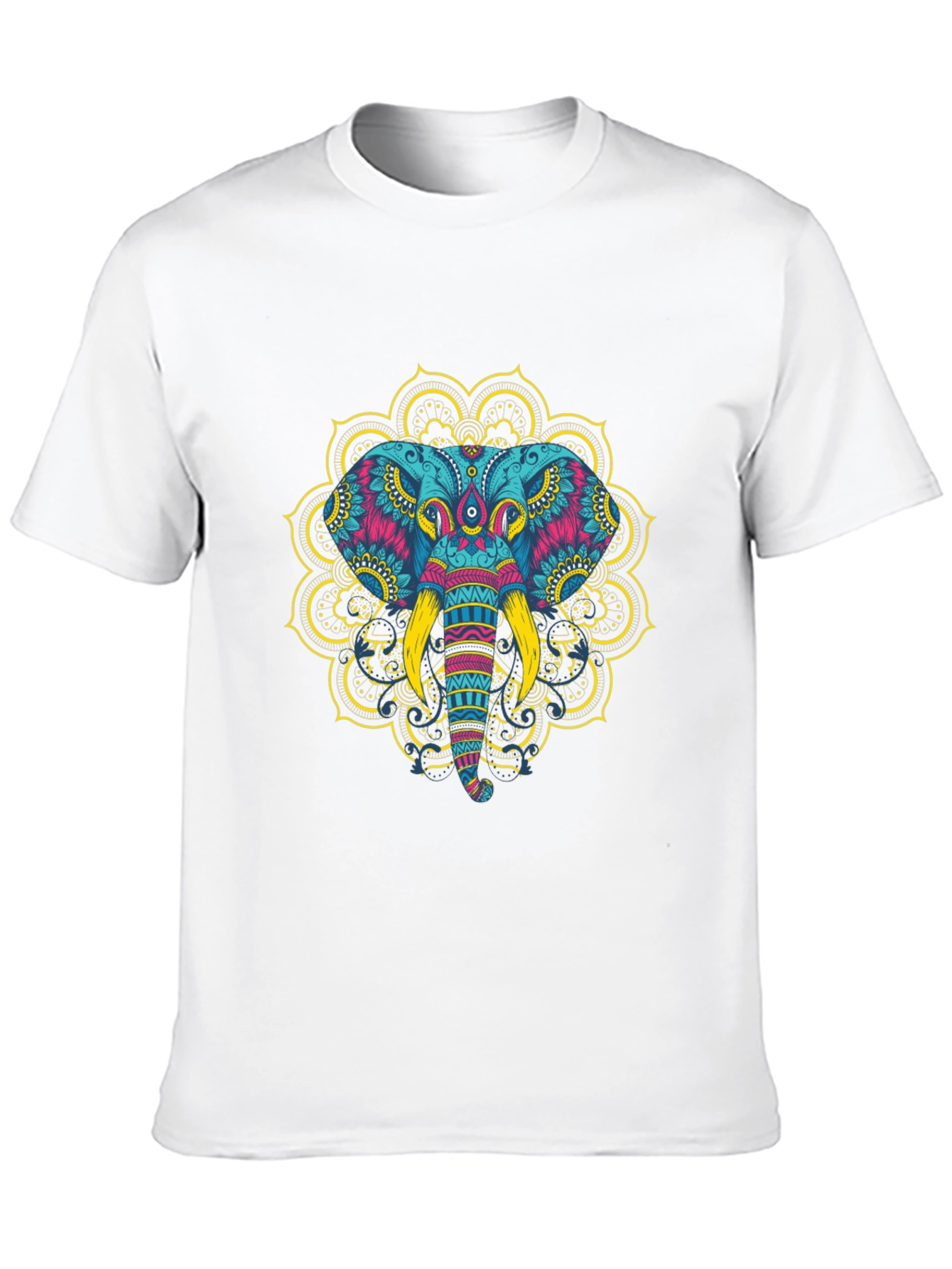 Elephant Mandala Graphic Tee - Black