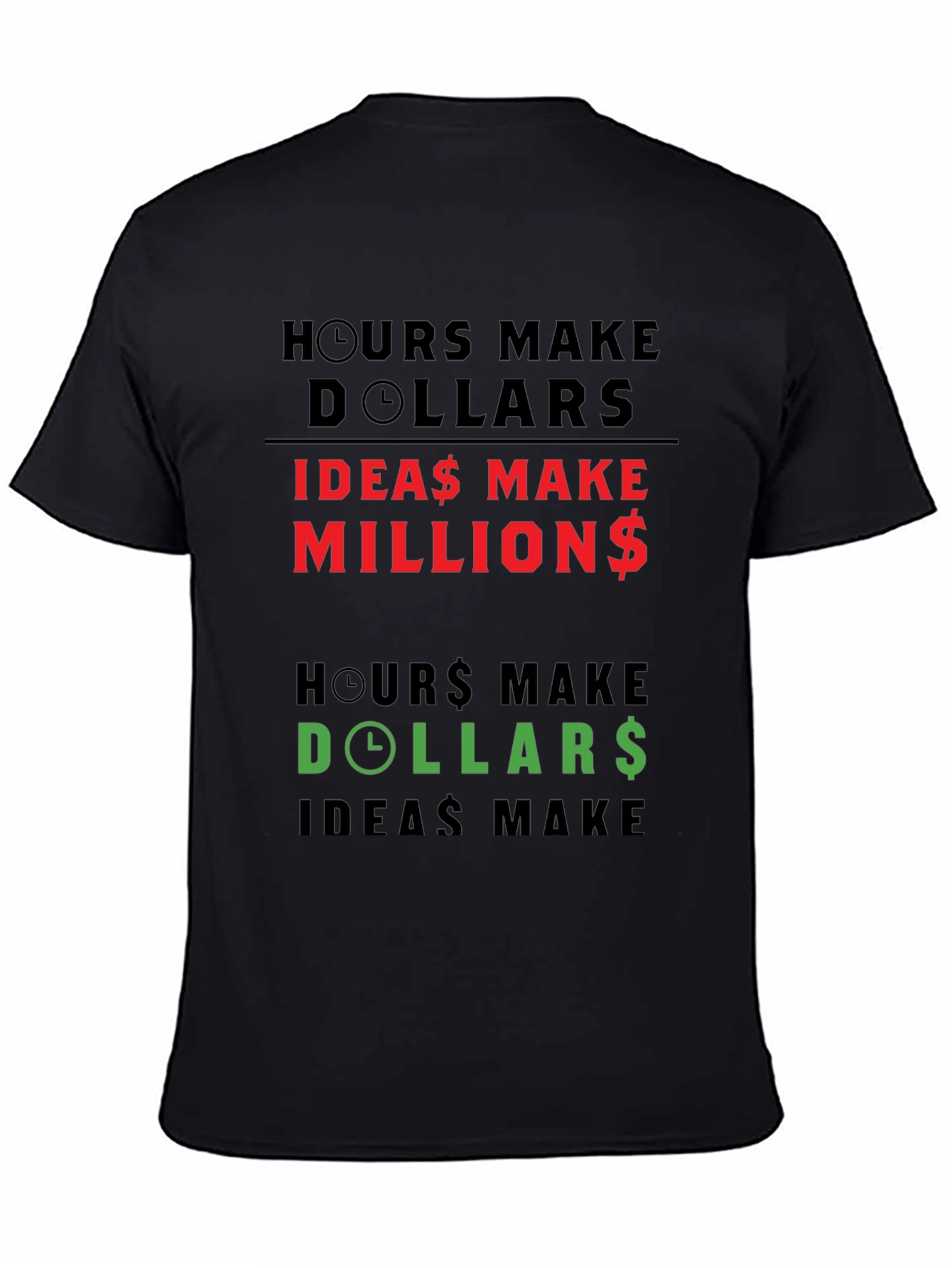 Hours Make Dollars Ideas Make Millions Graphic Tee