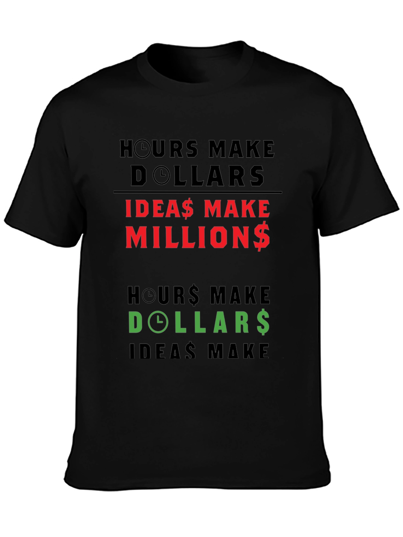 Hours Make Dollars Ideas Make Millions Graphic Tee