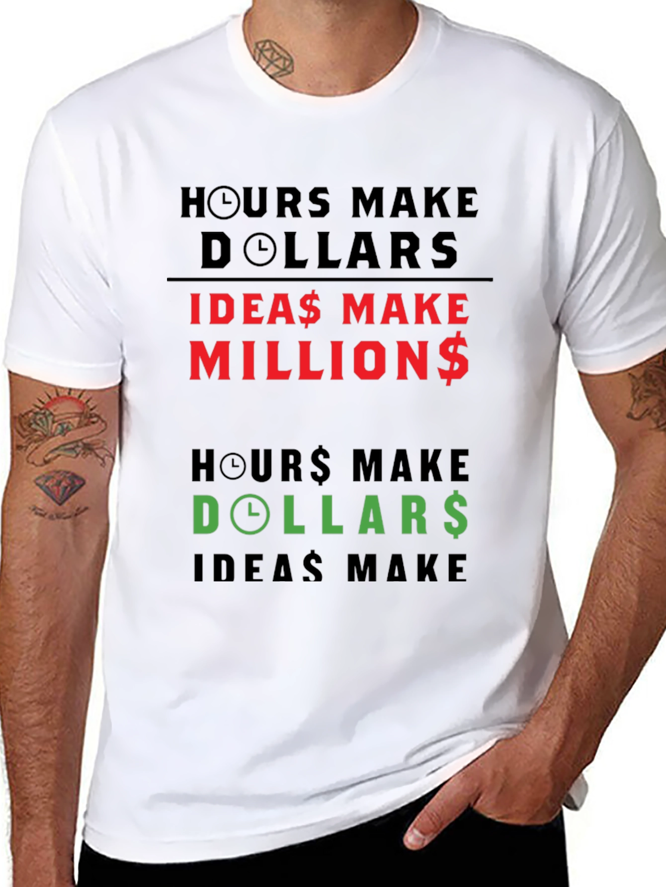 Hours Make Dollars Ideas Make Millions Graphic Tee