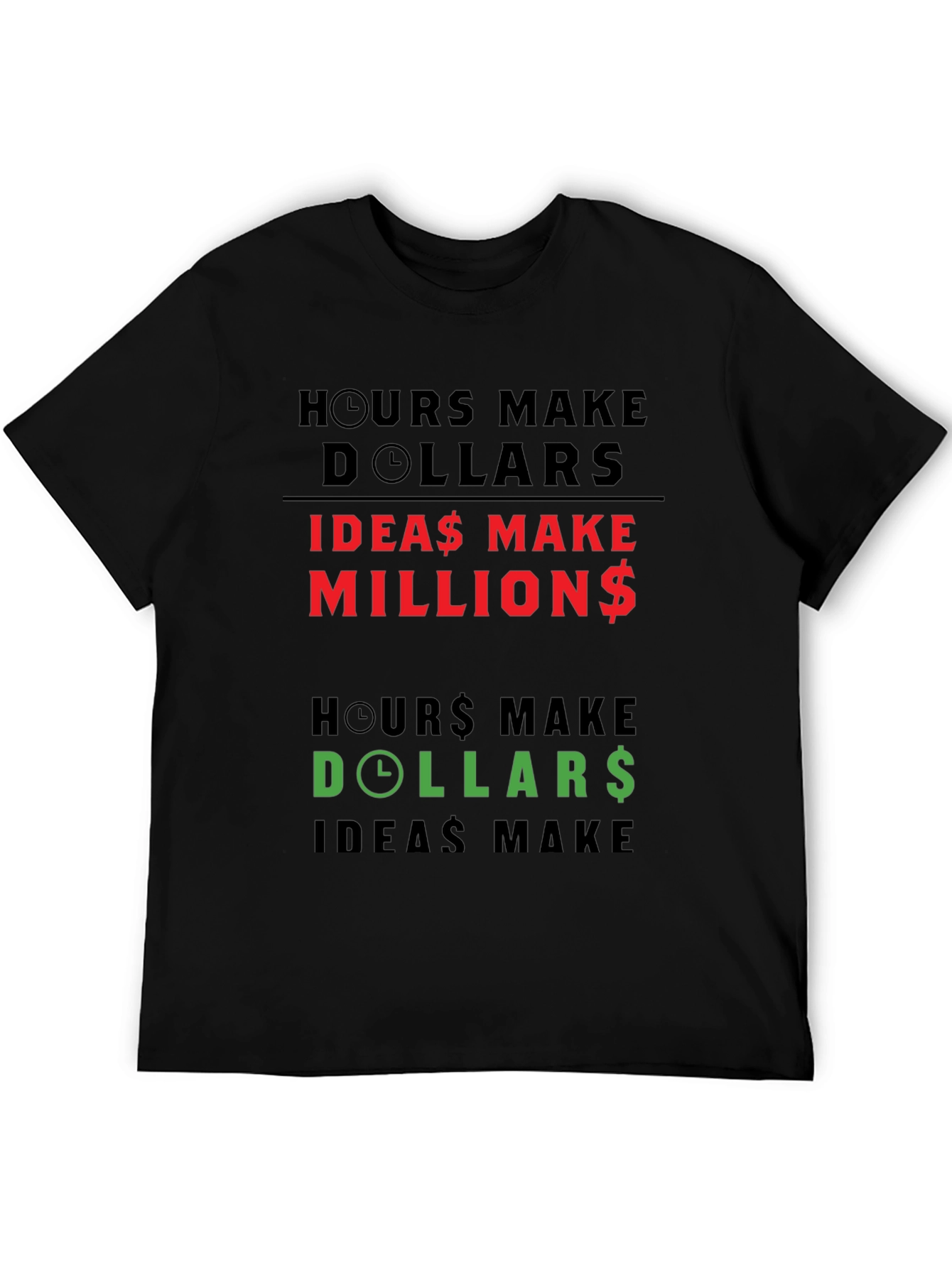 Hours Make Dollars Ideas Make Millions Graphic Tee