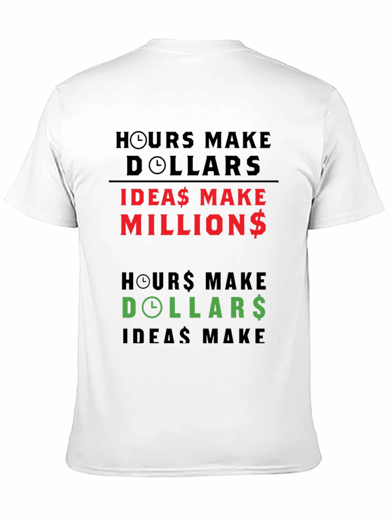 Hours Make Dollars Ideas Make Millions Graphic Tee
