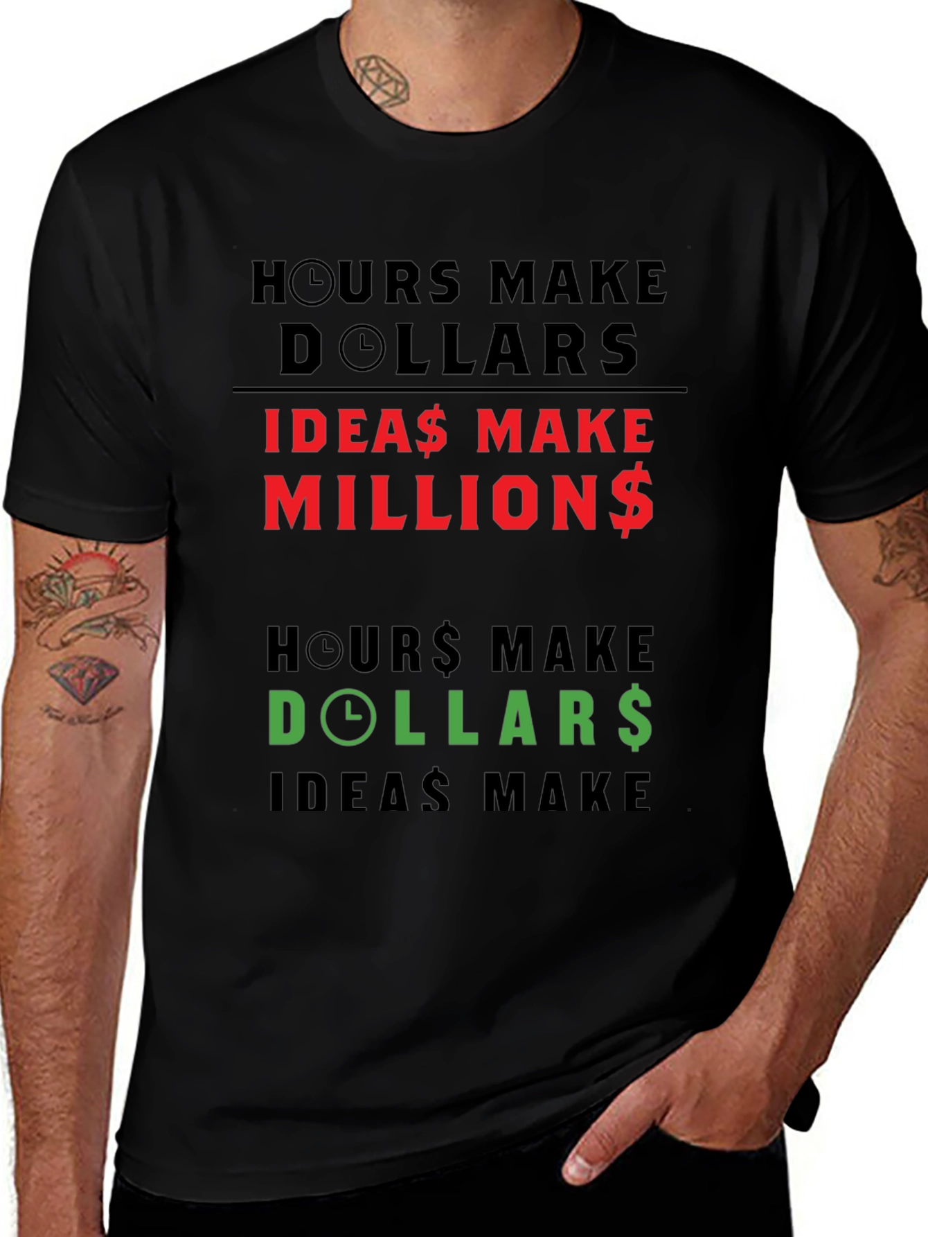 Hours Make Dollars Ideas Make Millions Graphic Tee