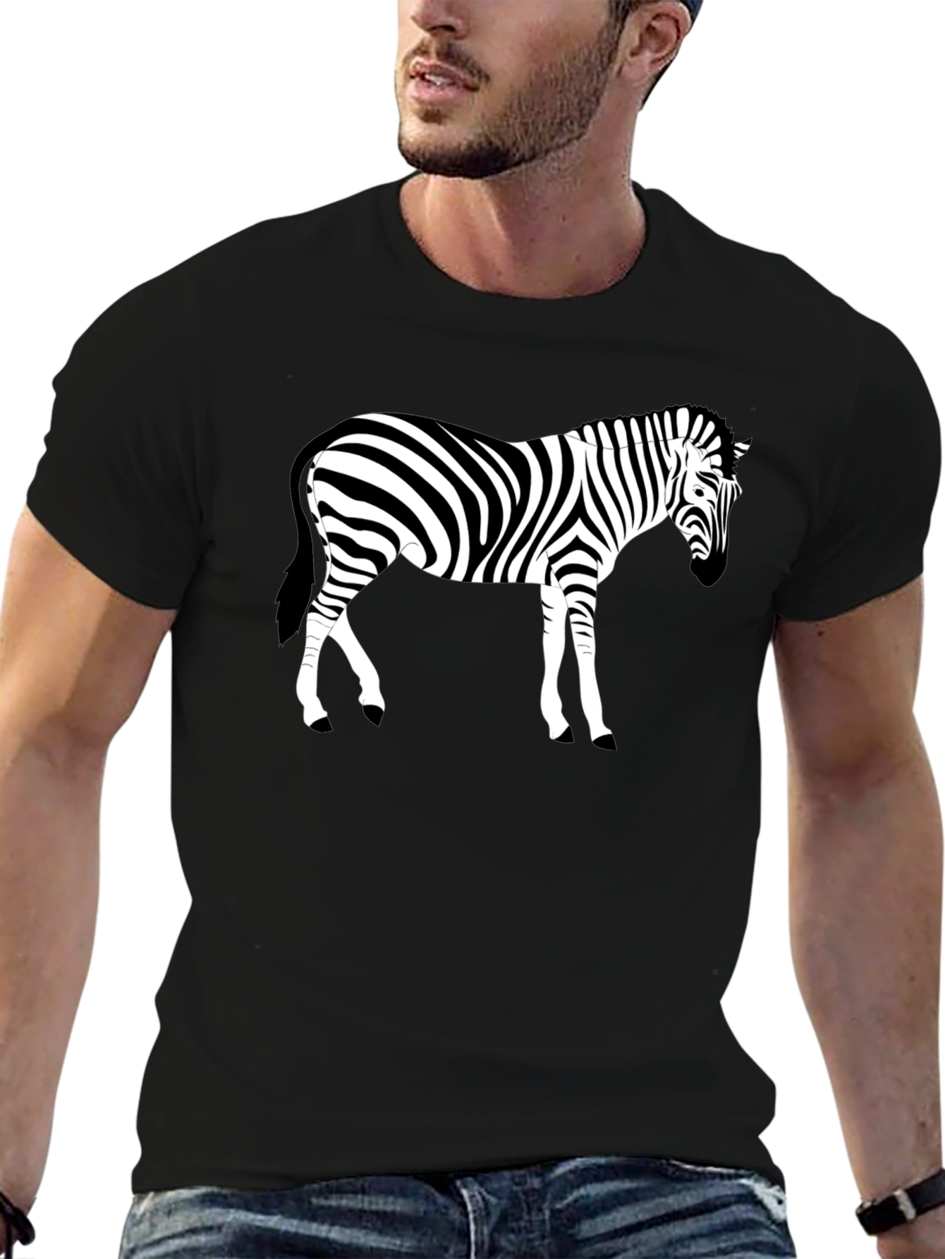 Zebra Graphic Black T-Shirt - Animal Lover Tee