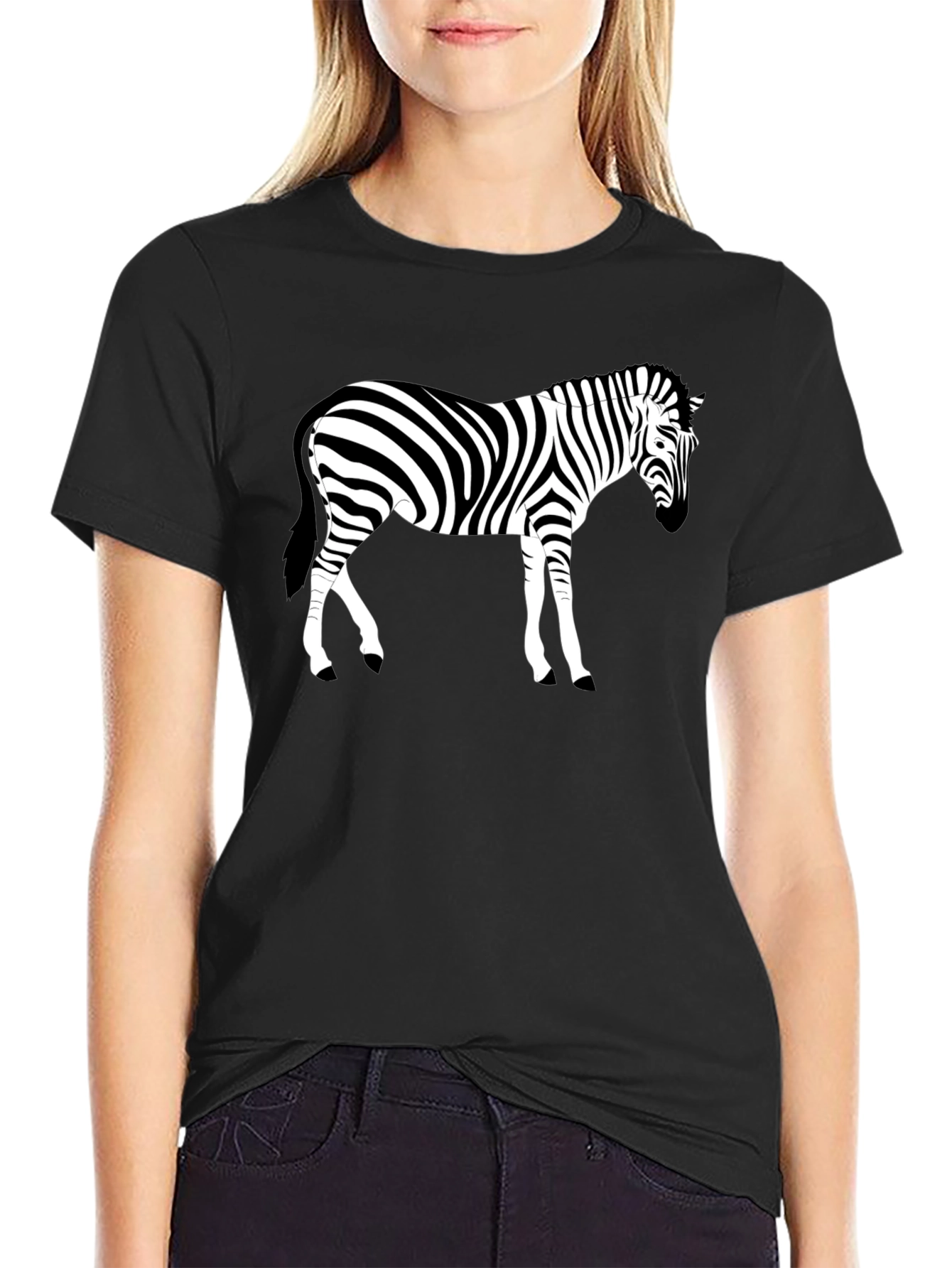 Zebra Graphic Black T-Shirt - Animal Lover Tee