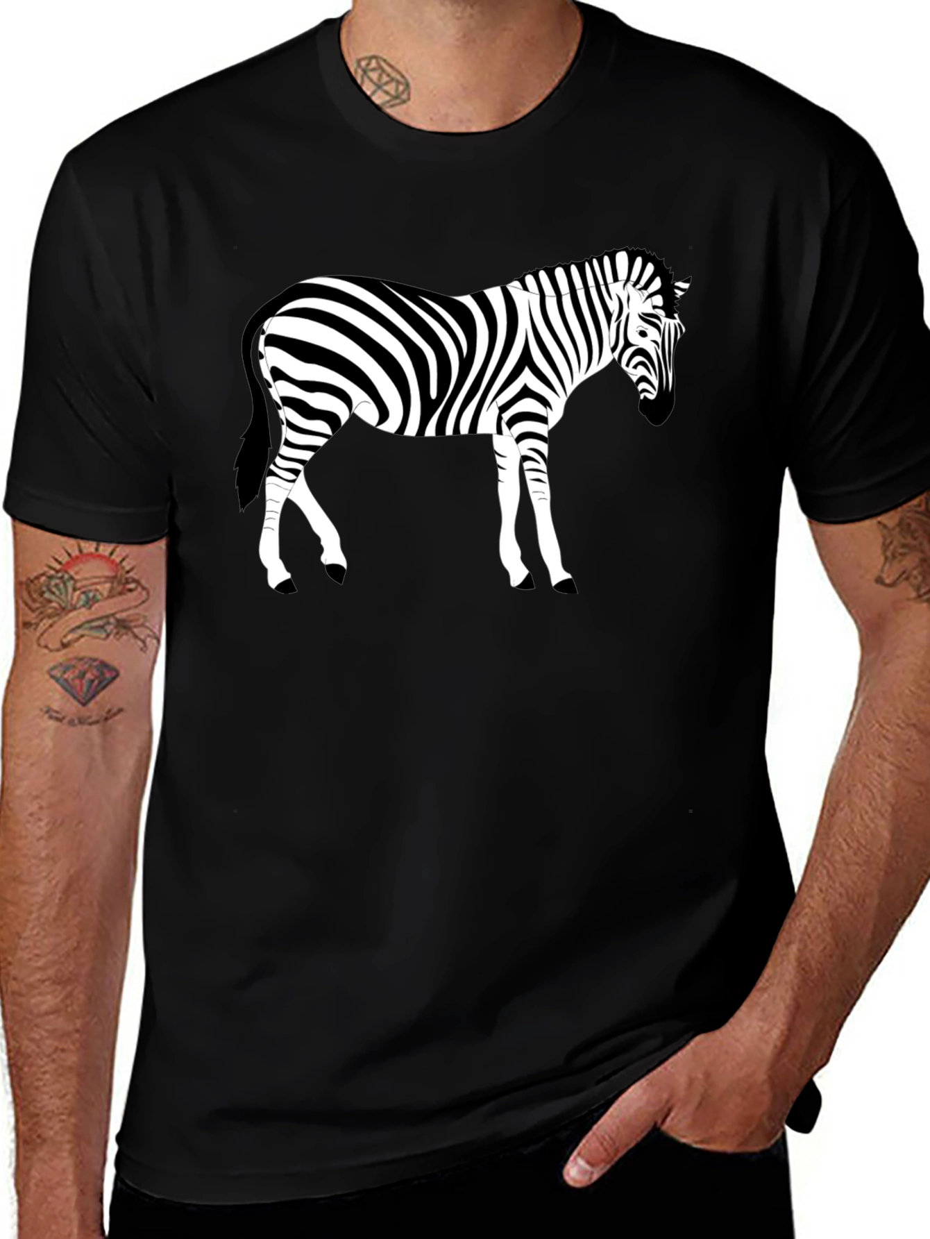 Zebra Graphic Black T-Shirt - Animal Lover Tee