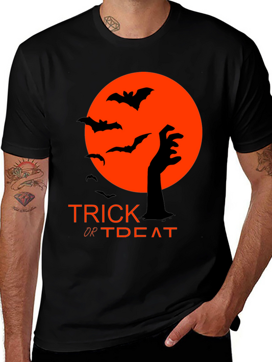 Halloween Trick or Treat T-Shirt - Bats Zombie Hand