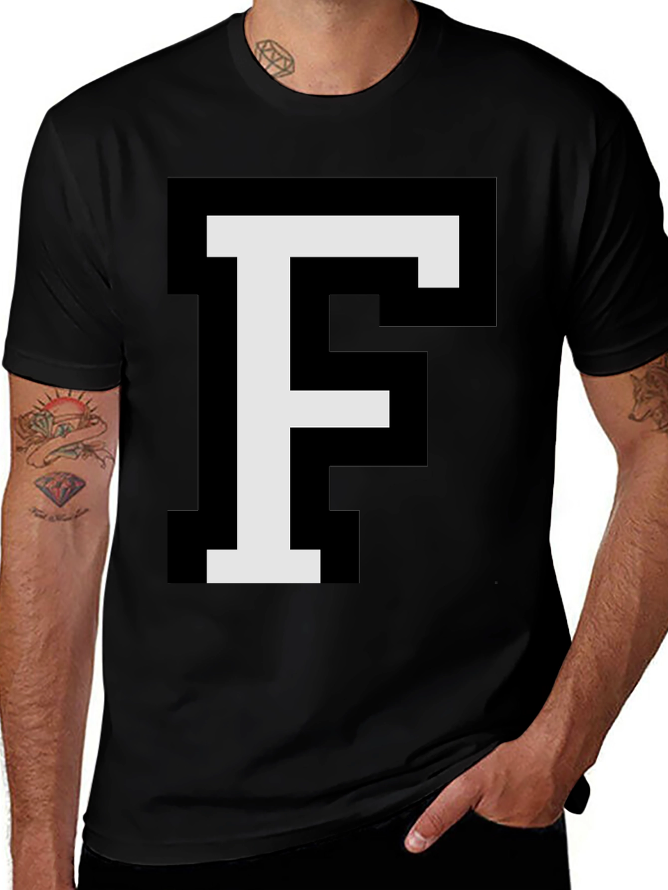Pixel Letter F Graphic Tee - Retro Gaming Style