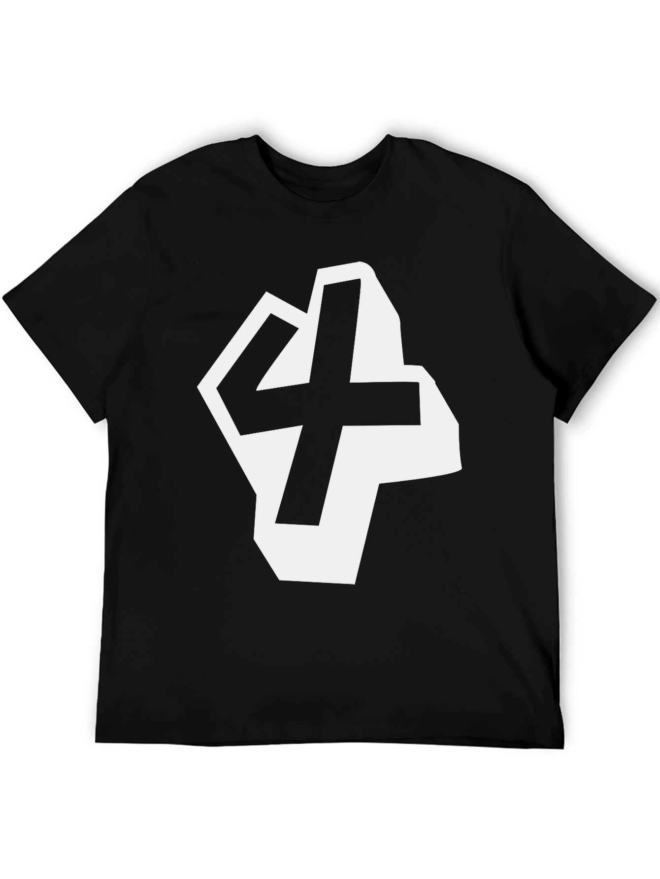 Bold Number 4 Graphic Tee - Black Cotton Blend